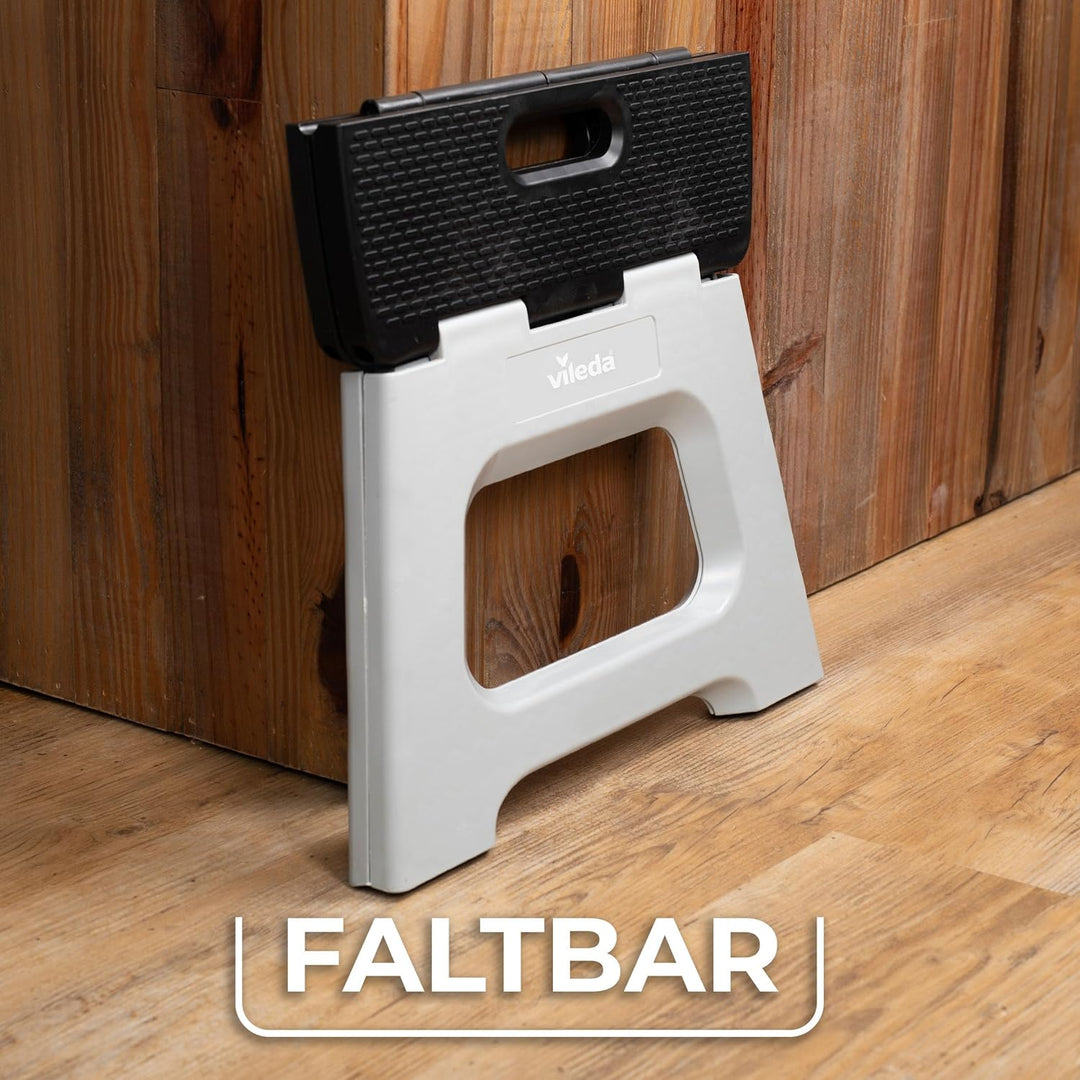 Vileda Tritthocker klappbar 23cm - für Erwachsene & Kinder bis 150kg - Inkl. Anti-Rutsch-Beschichtun