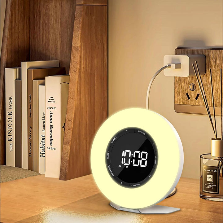 Denver CRL‑342 FM‑Radiowecker mit Lichtsimulation, Dual‑Alarm & USB‑C‑Ladefunktion