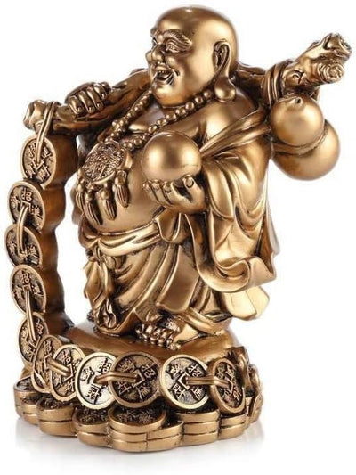 Lachender Buddha 12x10x18cm Goldfarben, 12x10x18cm Goldfarben