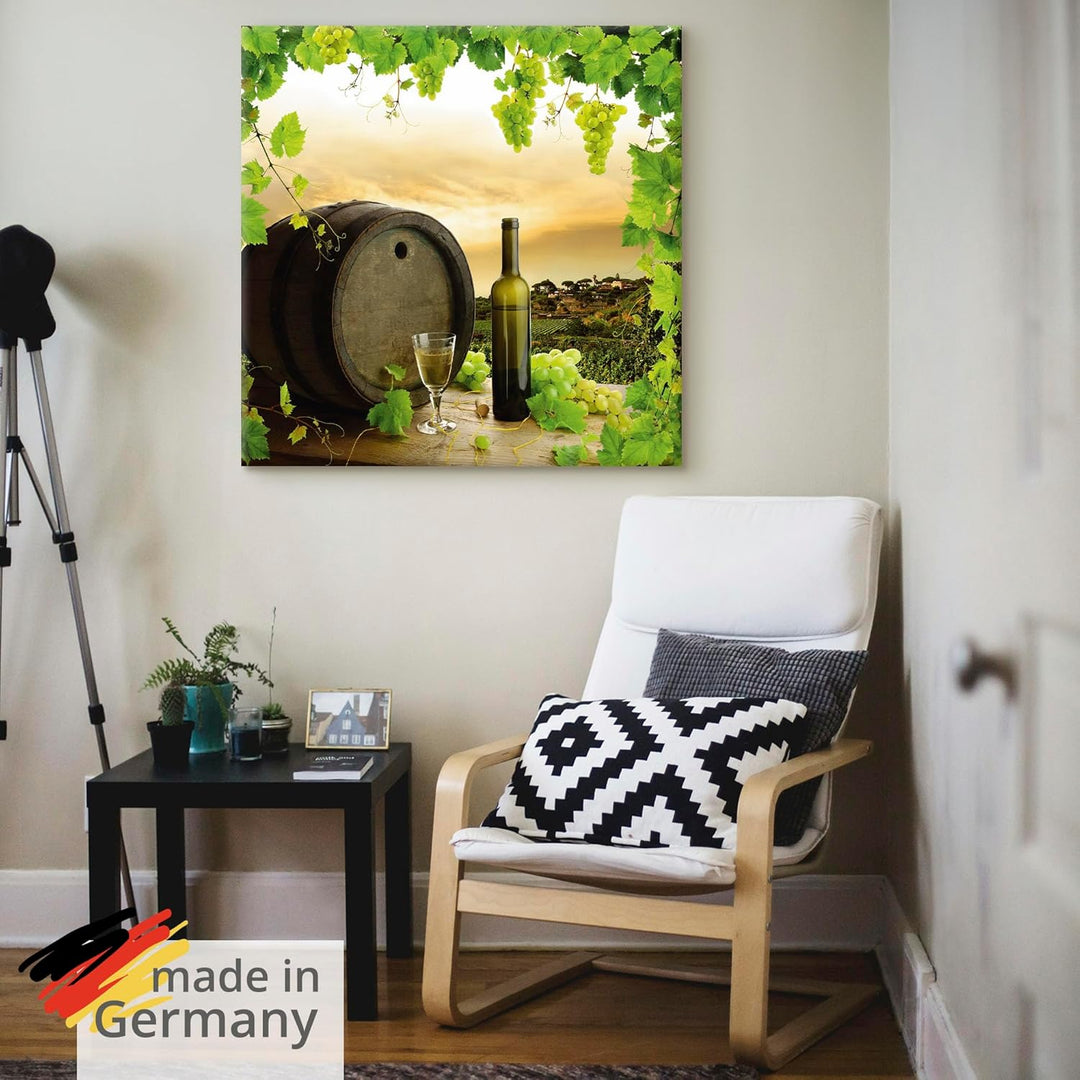 ARTland Leinwandbilder Wandbild Bild auf Leinwand 40x40 cm Quadratisch Landschaft Natur Wein Obst Tr
