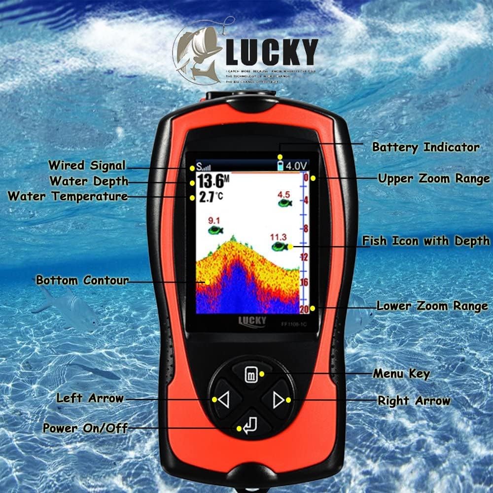 LUCKY Kabelgebundenes Tragbares Sonar Tragbarer Fischfinder zum Angeln Farbmonitor zum Eisfischen Fi