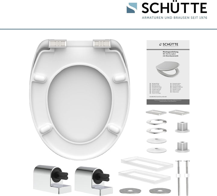 SCHÜTTE WC-Sitz LEUCHTTURM mit Absenkautomatik aus Duroplast, hochwertiger Toilettendeckel mit 175kg