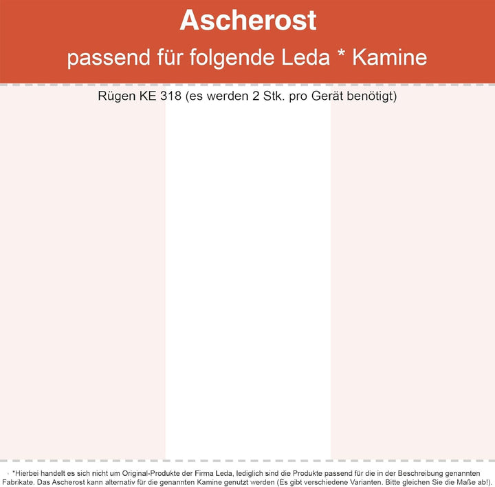 Kaminrost/Ascherost Eckig 216 x 166 x 15 mm passend für Leda Rügen** Kaminöfen inkl. Modellübersicht