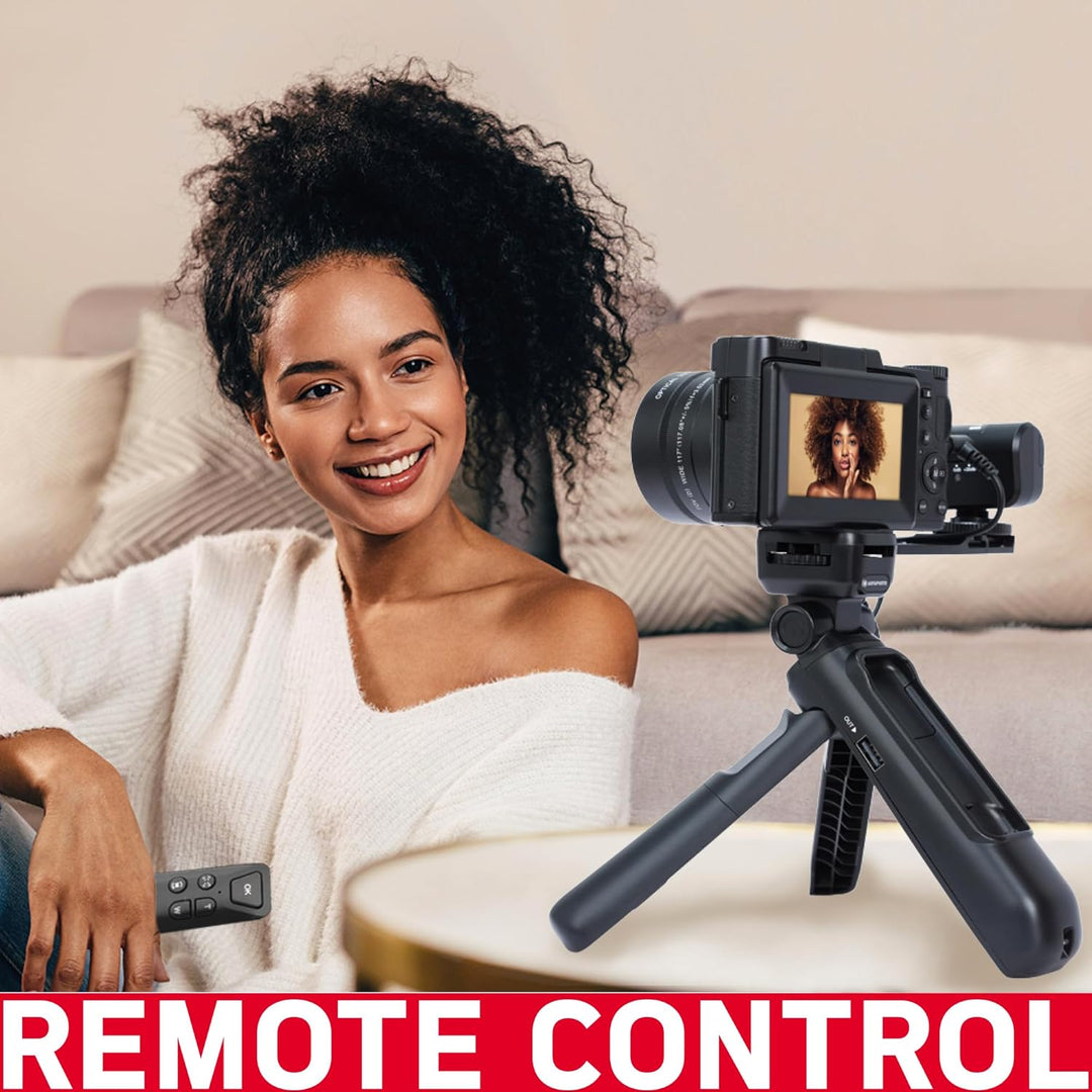 AGFA PHOTO – All-in-one-Vlogging-Set: Kamera VLG-4K Optical, Powerbank-Stativ, Fernbedienung, Mikrof