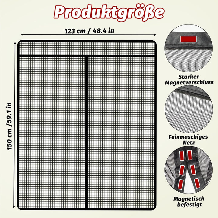 Magnetic Mosquito Net Compatible with VW Bus T5 T6 for Sliding Door, Car Fly Screen with Insect Prot