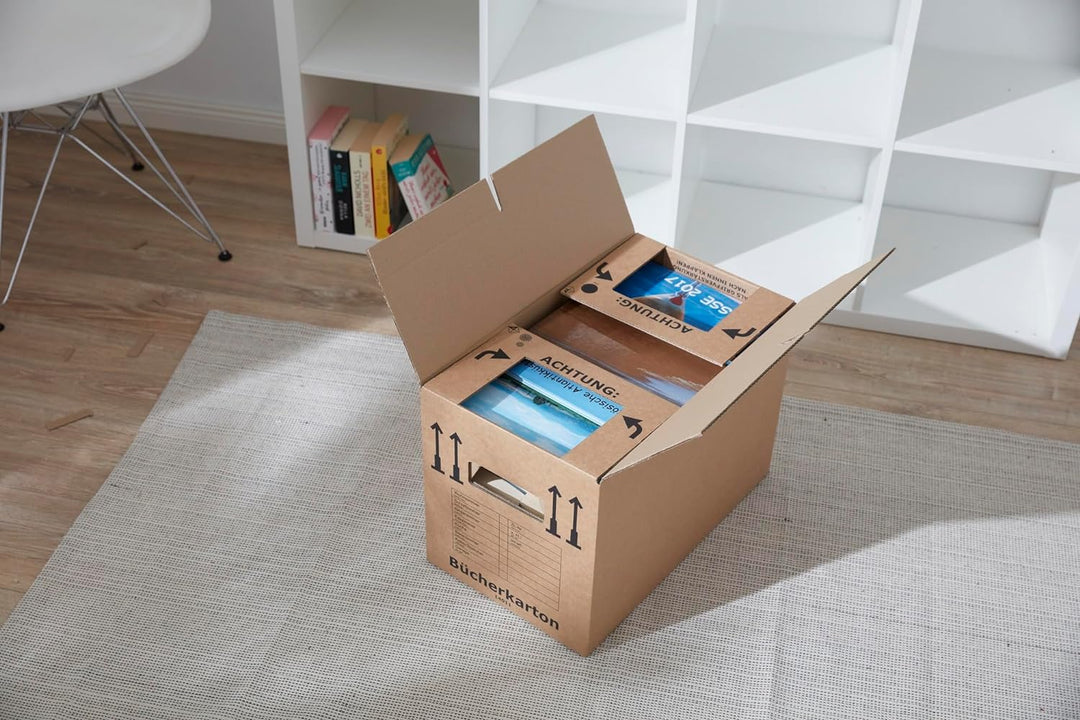 BB-Verpackungen 10 x Bücherkarton Profi aus recycelter Pappe (sehr stabil 2-wellig, doppelter Boden,
