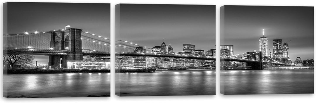 Feeby Bilder 3 Teile Brooklyn Bridge New York 180x60 cm Wohnzimmer Schlafzimmer Büro Flur Küche Mode