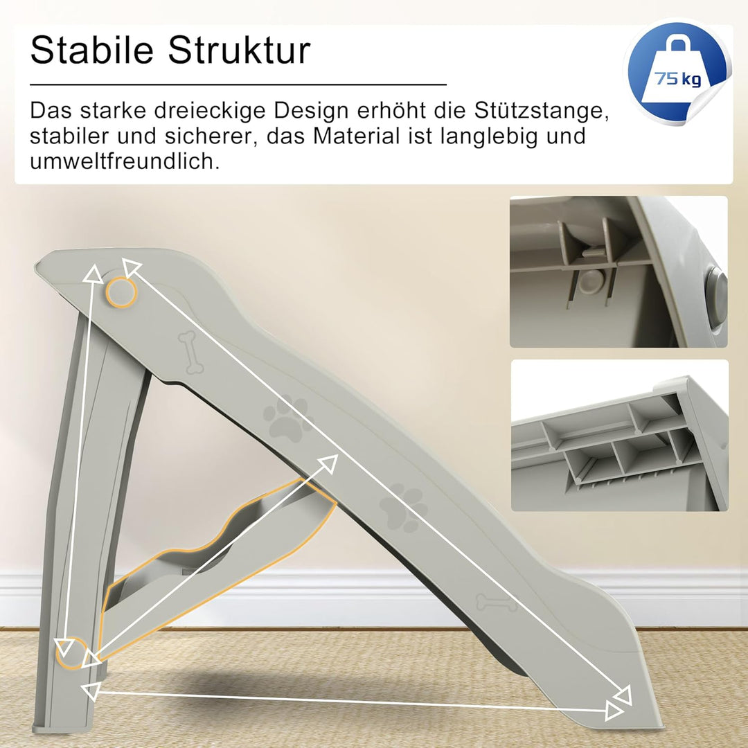 Hundetreppe Haustiertreppe 4 Stufen mit Teppichboden,Hunderampe klappbar,Kunststoff Katzentreppe fal