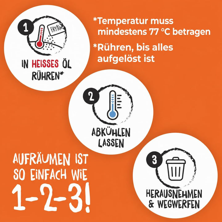FryAway Super Fry Speiseöl-Verfestigungspulver, 100% pflanzlich, Altöl-Entsorgung, verfestigt bis zu