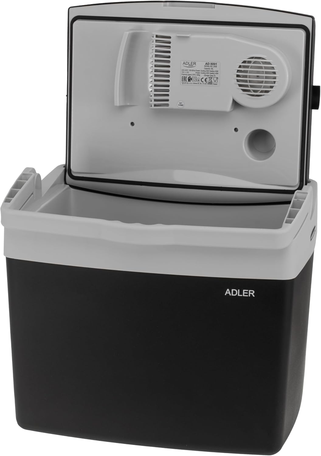 ADLER Tragbare Kühlbox 25L, HEIZUNG-KÜHLUNG-Schalter