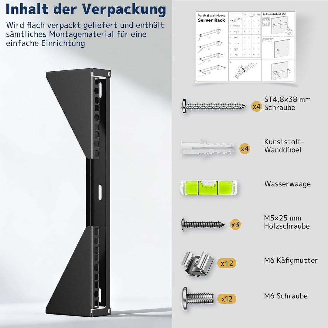 3HE 19 Zoll Wandhalterung Rack, Vertikale &amp; Untertisch Montage, Stahl Server Rack Halter für Netzwer