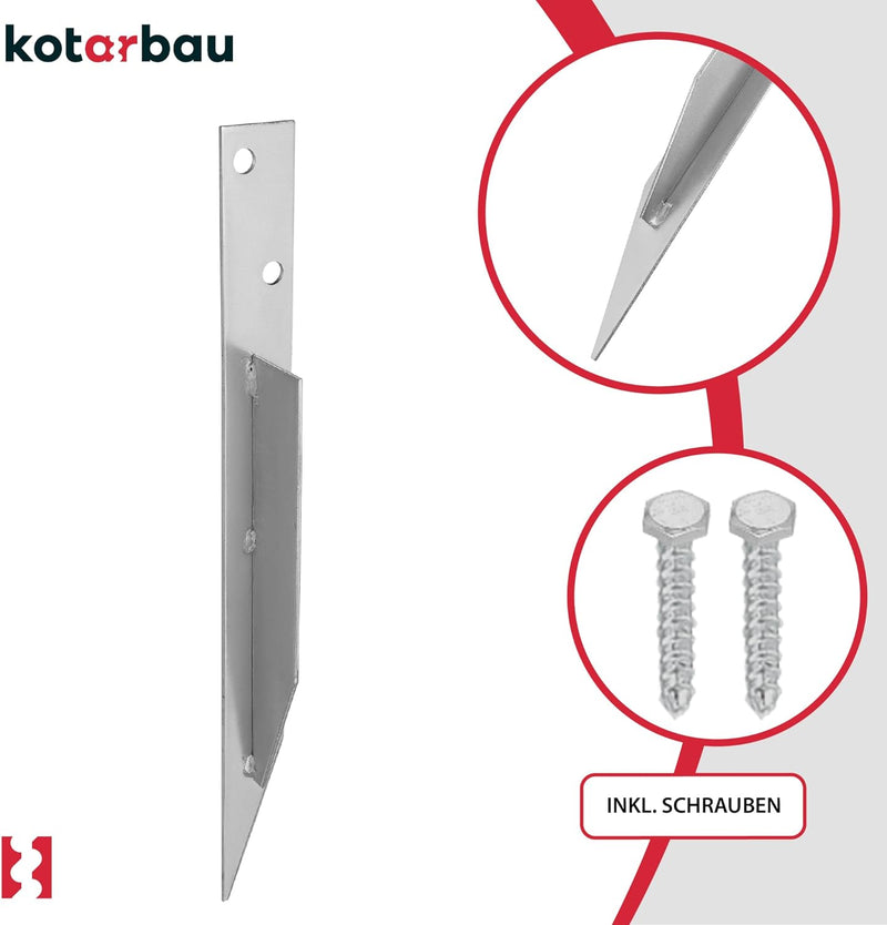 KOTARBAU® Universal Einschlaghülse Bodenanker für Schaukel 4 Stk. + 8 Schrauben 44,5 x 4cm Blech feu