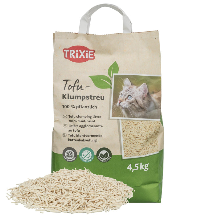 Trixie Tofu-Klumpstreu 4,5 kg – staubarmes Katzenstreu für Katzentoiletten, geruchsneutralisierend &