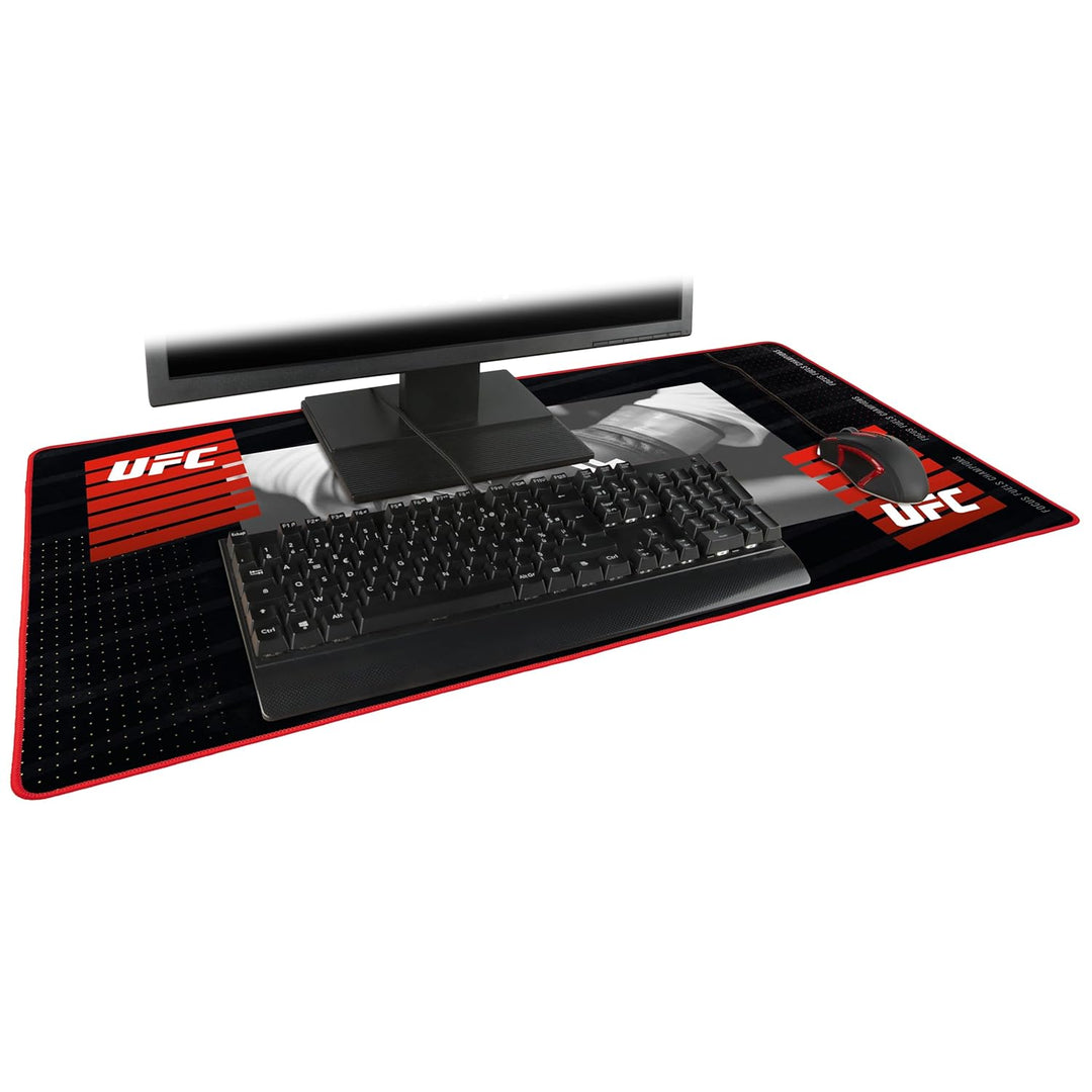Konix UFC XXL-Gaming-Mauspad 90 x 46 cm - Rutschfeste Gummibasis - Schwarz und Rot UFC Schwarz und R