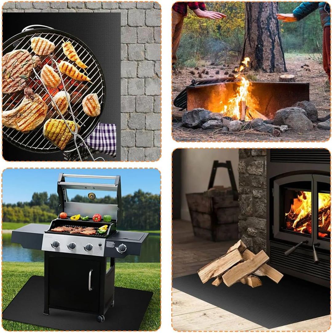 Grillmatte Bodenschutz, 100 x152cm Feuerfeste Unterlage, Faltbare Grillmatte, Hitzebeständige Grill