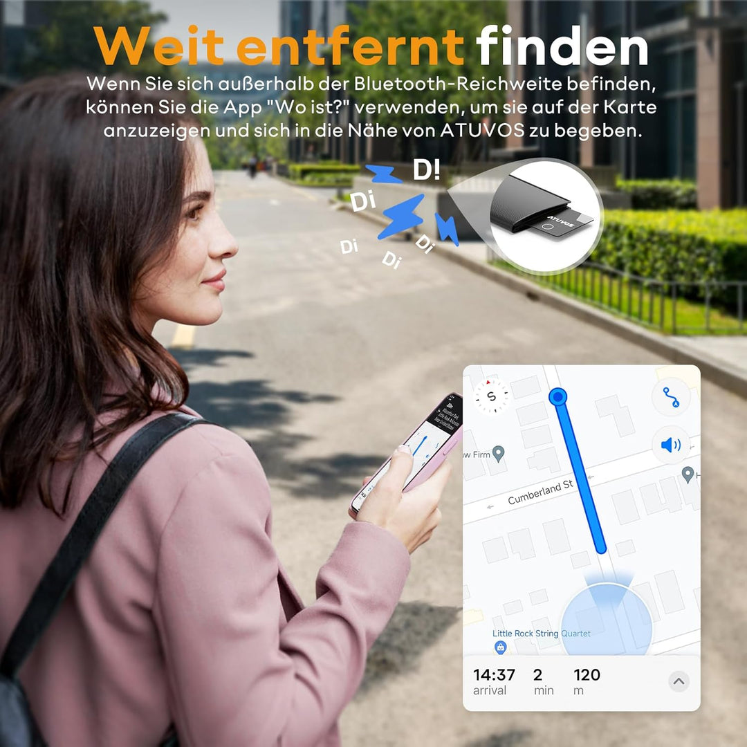 ATUVOS Wallet Tracker Karte Thin 1.6mm, Smart Air Tag Card Kompatibel mit Apple Wo ist? APP (iOS NUR