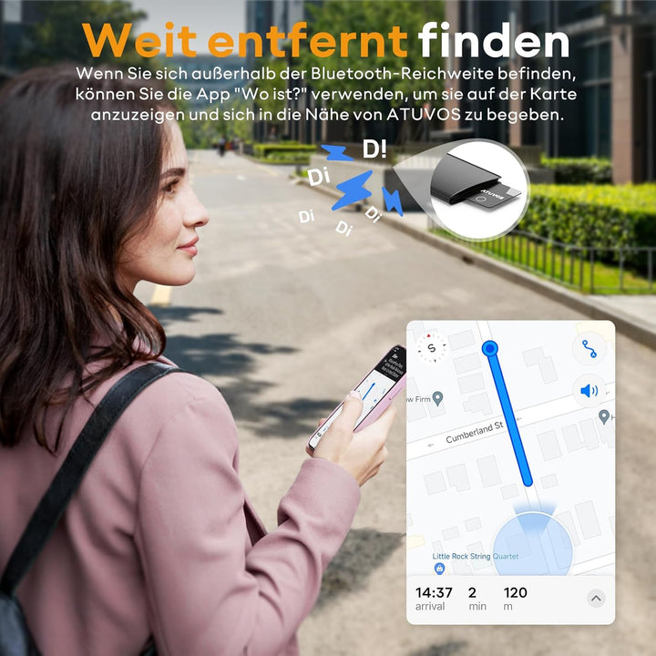 ATUVOS Wallet Tracker Karte Thin 1.6mm, Smart Air Tag Card Kompatibel mit Apple Wo ist? APP (iOS NUR