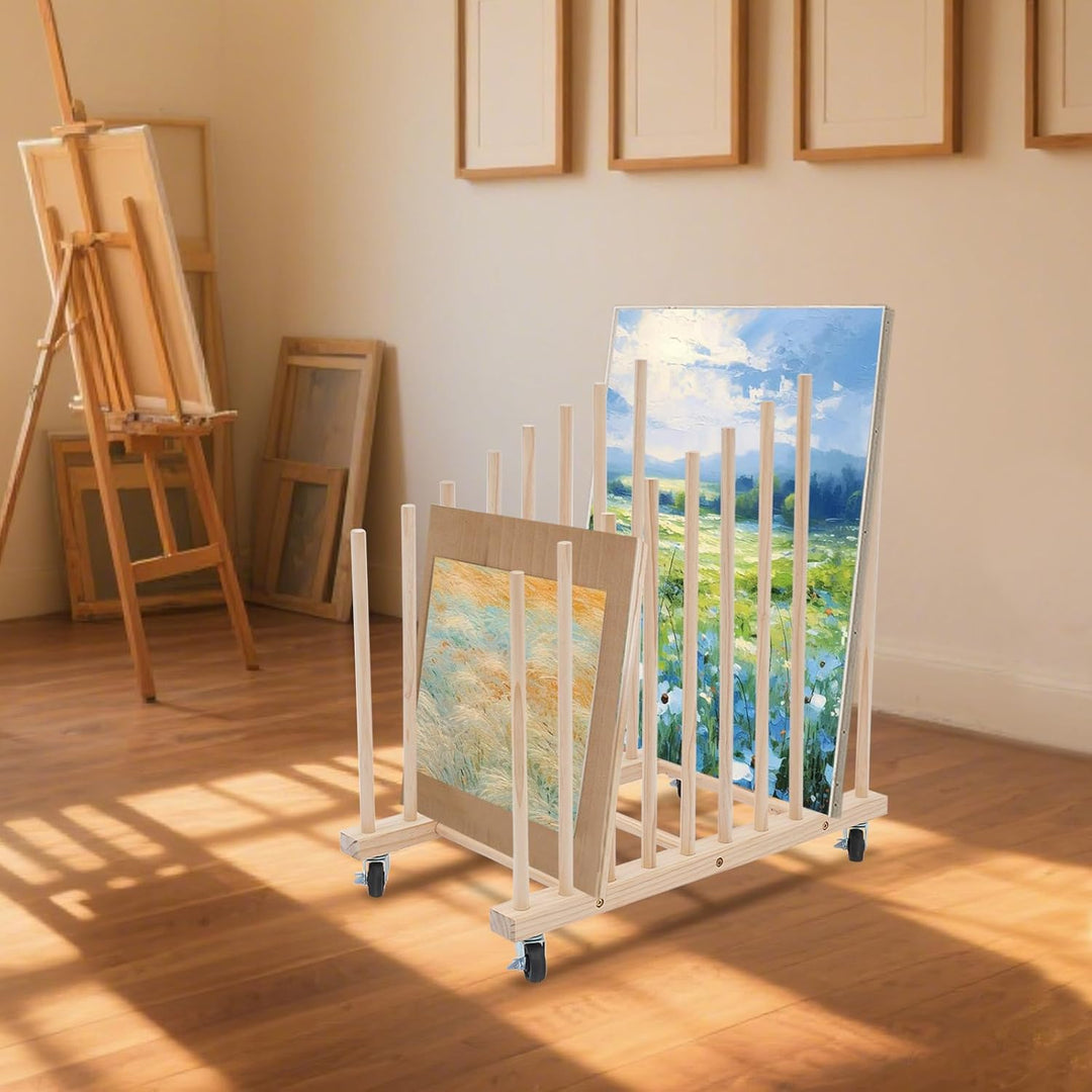 Aufbewahrungsregal für Gemälde, 71x40 cm Kunstlagerregal mit Rädern, Holz Leinwand Aufbewahrungsstän