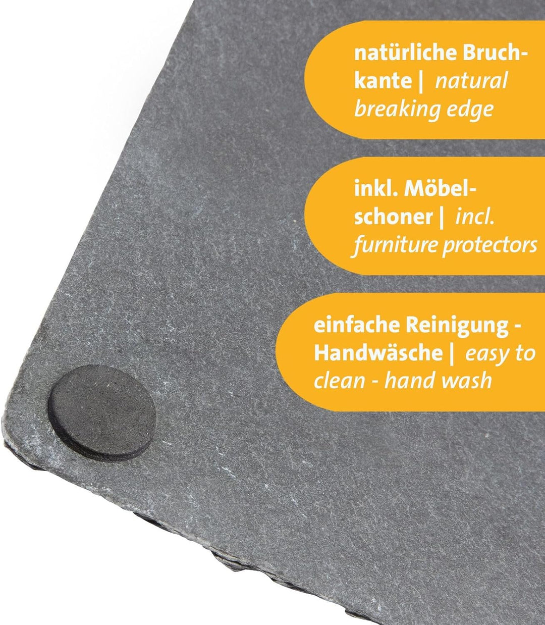 Westmark Naturschiefer-/Servierplatten, 2 Stück, Rechteckig, Mit Kratzschutz, Fläche: je 40 x 30 cm,