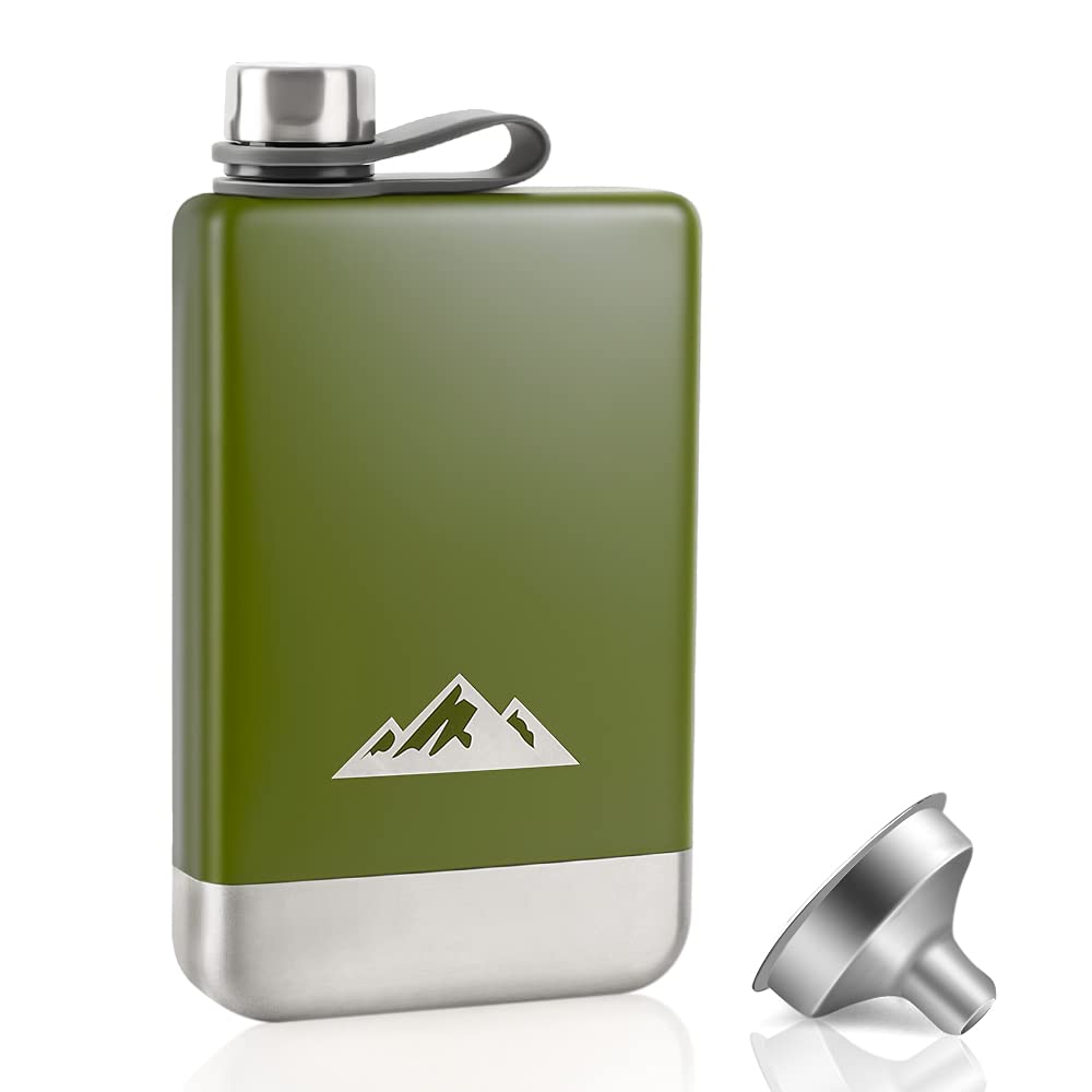 KWANITHINK Flachmann Edelstahl, 8oz/227ml Hip Flask Mit Trichter, Vatertagsgeschenk Whisky, Geschenk