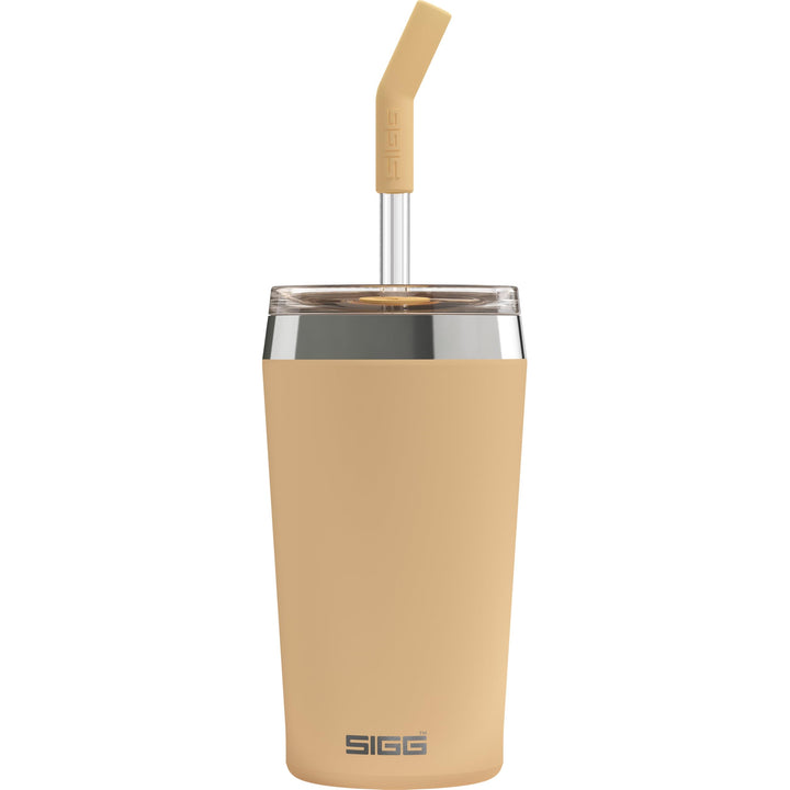 SIGG - Isolierbecher - Travel Mug Helia - Mit wiederverwendbarem Glastrinkhalm &amp; Reinigungsbürste -