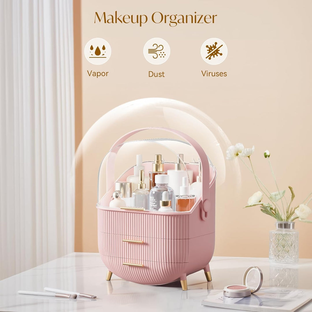 Make-up-Organizer-Aufbewahrungsbox, Kosmetik-Display-Etui mit transparentem Deckel, staubdichte wass
