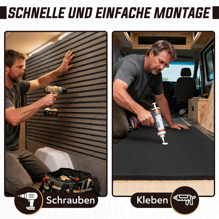 Leichte Paneele für Camper Ausbau, Wohnmobil &amp; Van | Filz Verkleidung 4er-Set | 2,42 m² Gesamtfläche