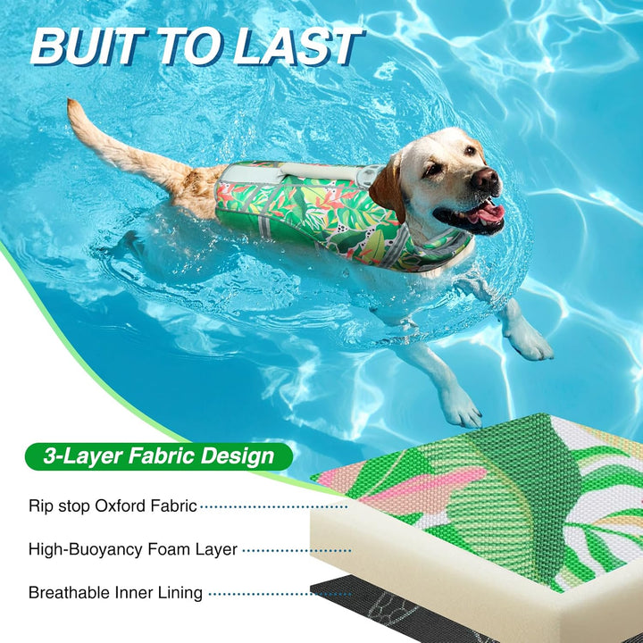VIVAGLORY Sportstil Schwimmweste für Hunde mit Hervorragendem Auftrieb, Einstellbar & Langlebig Schw