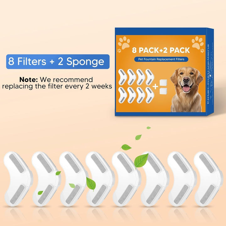 Kittyspout Filter für Trinkbrunnen, Ersatzfilter für 8L/270 oz grossen Hundebrunnen, 8er-Pack Filter