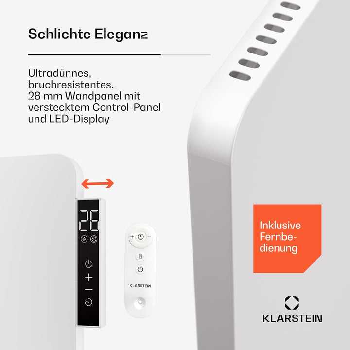 Klarstein Infrarotheizung mit Thermostat, 450W Elektroheizung, Smart Home Infrarotheizung zur Wandmo