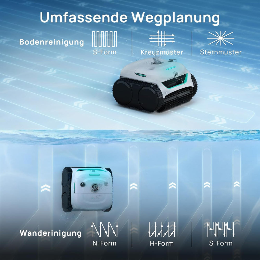(Neues Modell) WYBOT C2 Vision-A Kabelloser Poolroboter Akku mit KI-Kamera, 8 Modi, starker Saugkraf