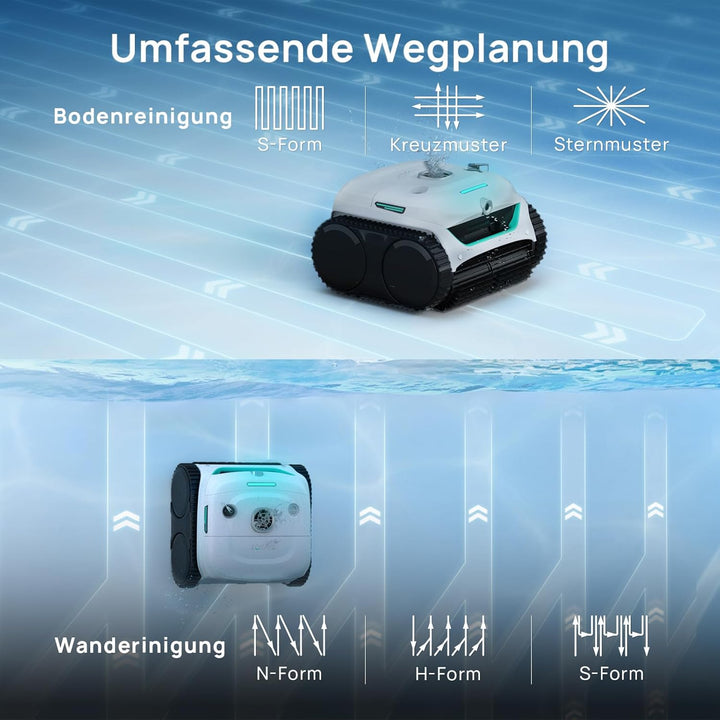(Neues Modell) WYBOT C2 Vision-A Kabelloser Poolroboter Akku mit KI-Kamera, 8 Modi, starker Saugkraf