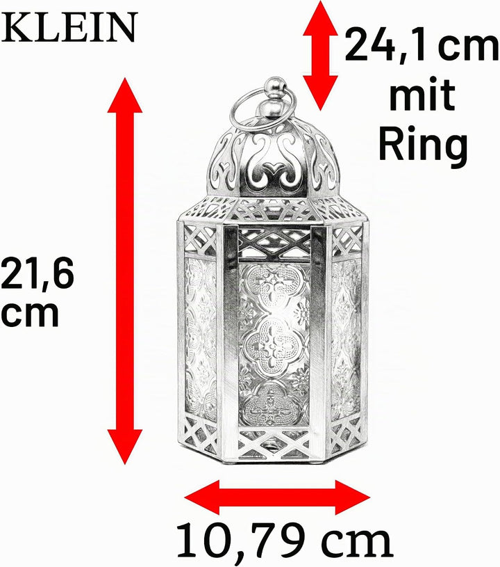 Dekorative marokkanische Laterne aus schwarzem Metall mit Kerzenhalter – Innen-/Aussenbereich, Heimd