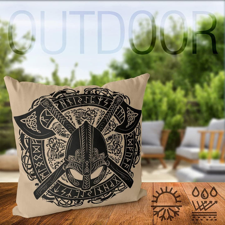VOID Wikinger Helm Wappen Kissenbezug Kissenhülle Sofakissen Kissen Deko Outdoor-Kissen Dekokissen,