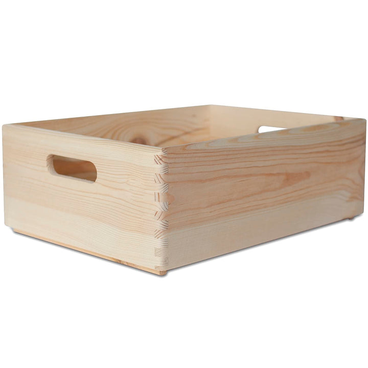 Creative Deco XL Grosse Holzkiste Obstkiste Korb | 40x30x13cm (+/-1cm) | mit Griffen | ohne Deckel |
