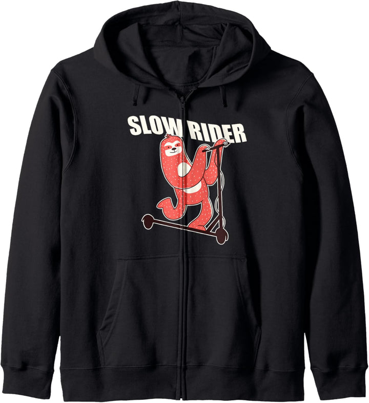 SLOW RIDER Sloth on a Scooter Faultier Motorroller Meme Kapuzenjacke
