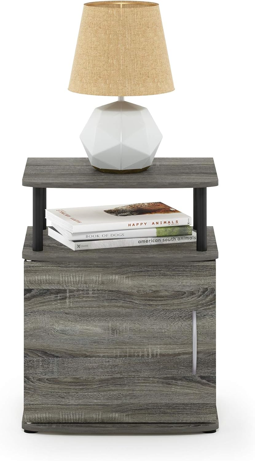 Furinno JAYA Utility Design Beistelltisch, Nachttisch, französische Eiche/Schwarz, 48 (B) x 61.2 (H)