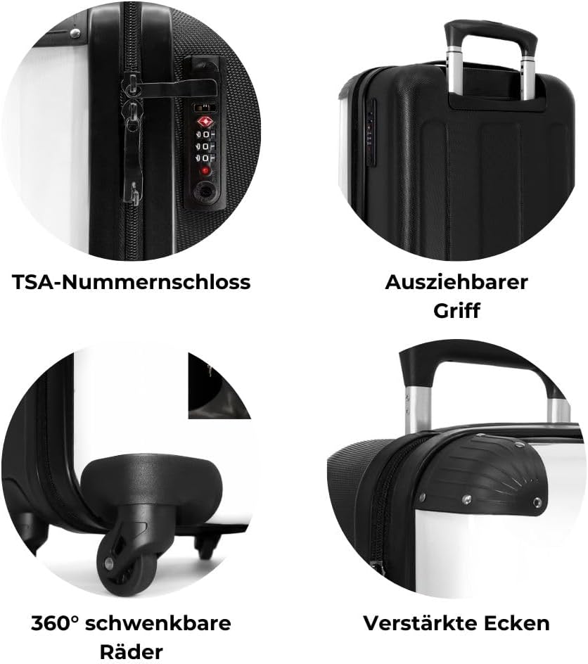 NoBoringSuitcases.com® Koffer Handgepäck Trolley Rollkoffer Kleine Reisekoffer mit 4 Rollen - Frau -