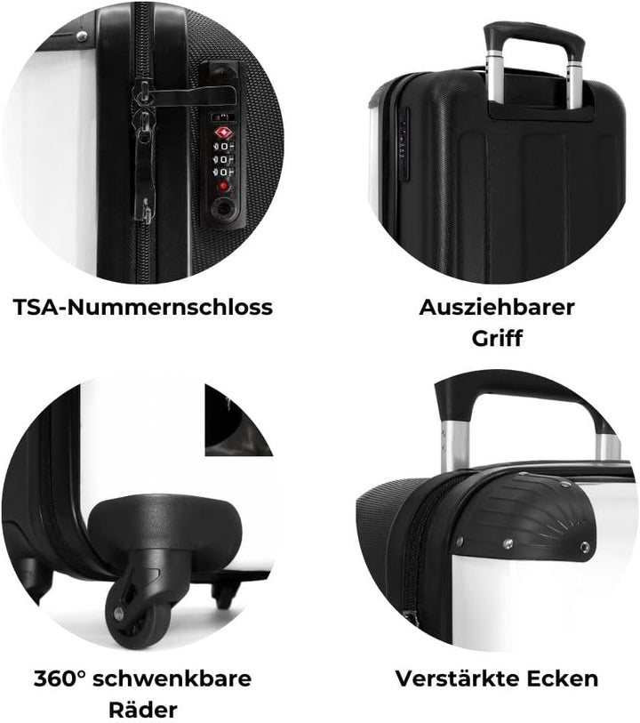 NoBoringSuitcases.com® Koffer Handgepäck Trolley Rollkoffer Kleine Reisekoffer mit 4 Rollen - Frau -