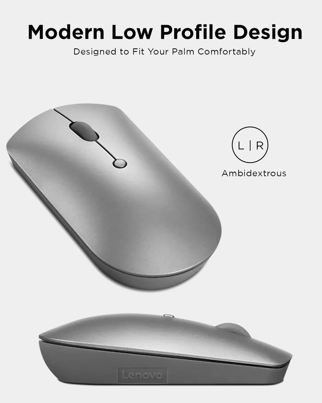 Lenovo [Maus] 600 Geräuschlose Bluetooth-Maus, works with Chromebook (WWCB), grau Grau/als Heather O