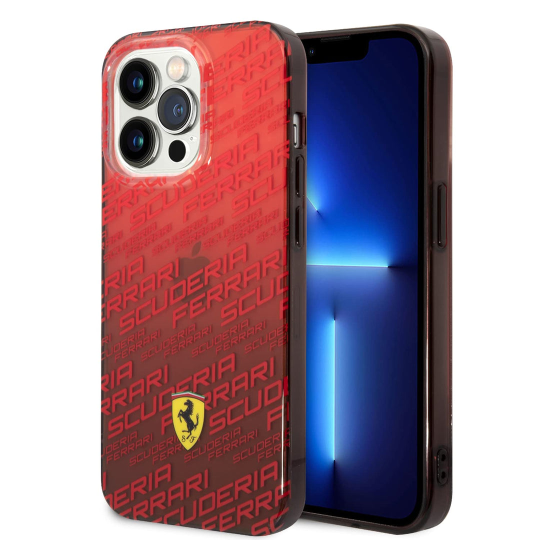 CG MOBILE Ferrari Handyhülle für iPhone 14 Pro in Gradient Red Scuderia Dyed Bumper Collection, Anti