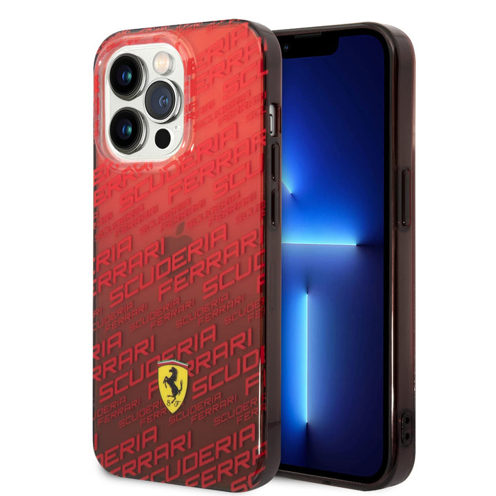 CG MOBILE Ferrari Handyhülle für iPhone 14 Pro in Gradient Red Scuderia Dyed Bumper Collection, Anti