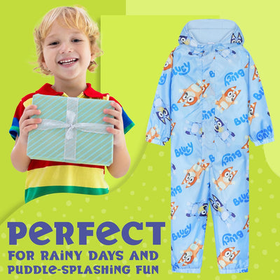 BlueY Regenanzug Kinder, Fleece-Gefütterter Wasserdichter Matschanzug Mädchen mit Kapuze, Regenovera