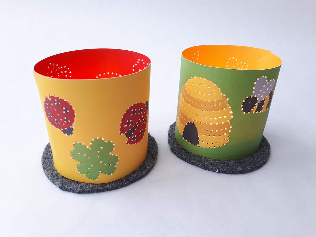 Familienmomente Maxi-Bastelset Käfer &amp; Biene 10 Prickelvorlagen (je 2x Käfer, Biene, Vögel, Blumen O