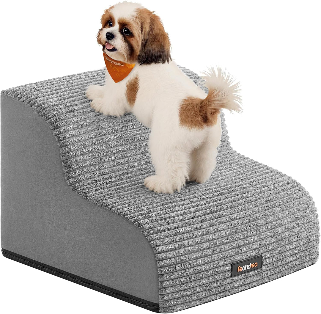 Feandrea Hundetreppe, 2 Stufen, Haustiertreppe, für kleine Hunde, Bett, Sofa, wasserdichte Katzentre