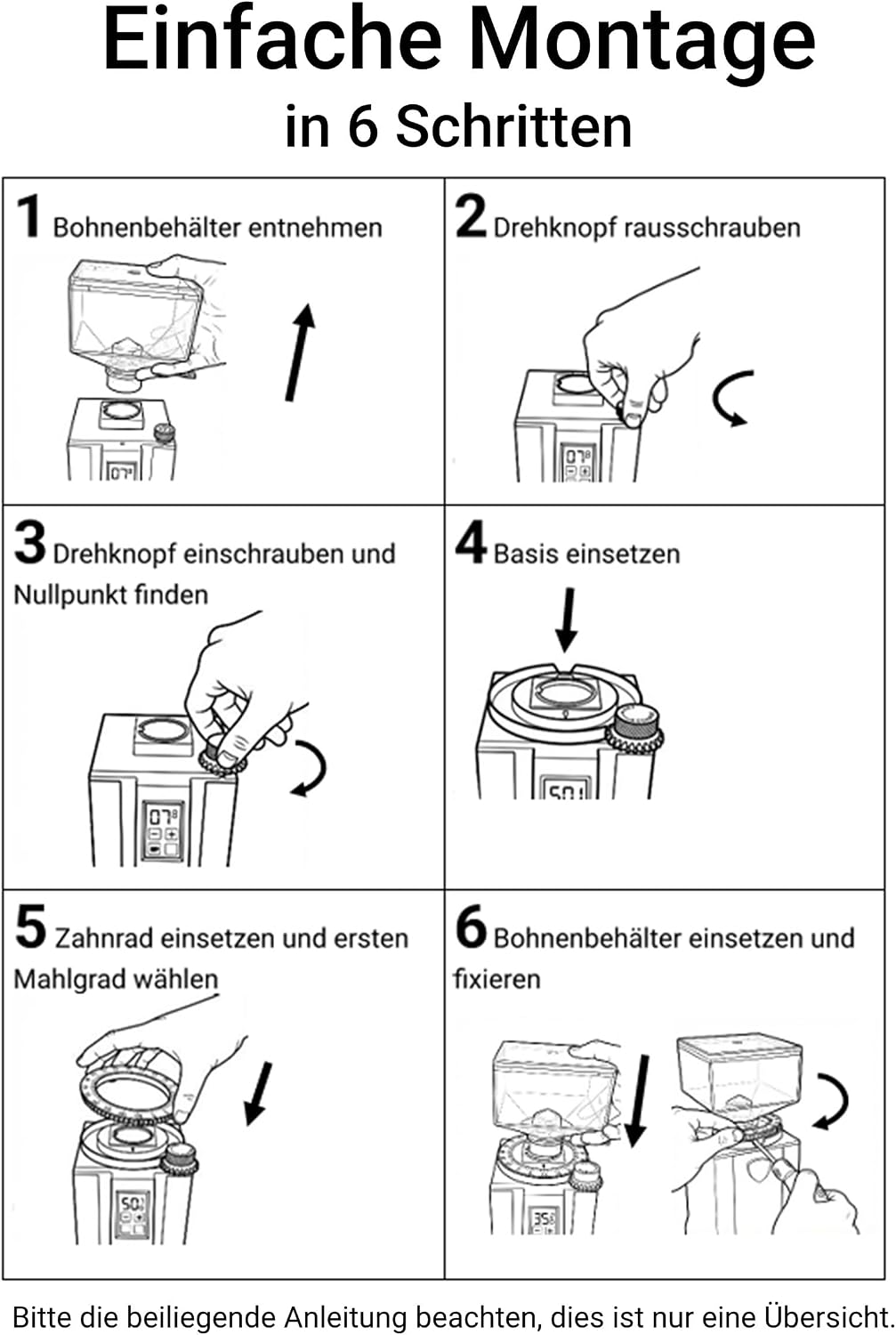 Mahlgrad-Einstellrad passend für Eureka Mignon mit Aluminium-Frontplatten, präzise und wiederholbar,