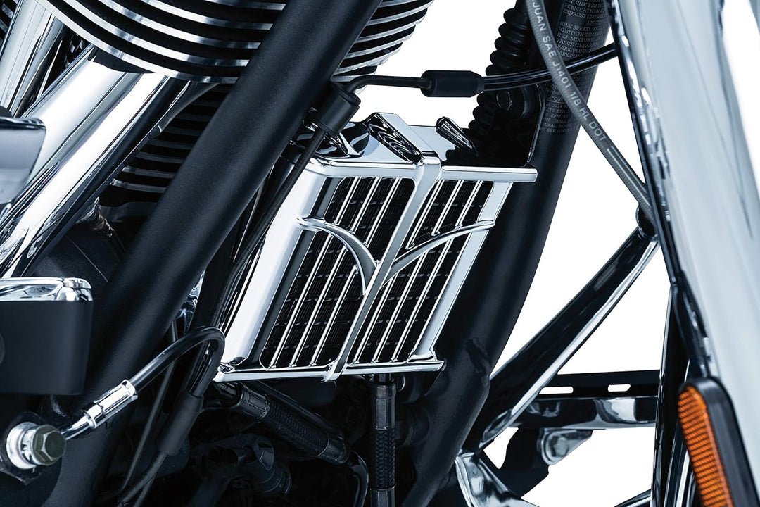 Kuryakyn 5640 Motorrad Motor Akzent Zubehör: Ölkühlerabdeckung für Indianermotorräder 2014-19, Chrom