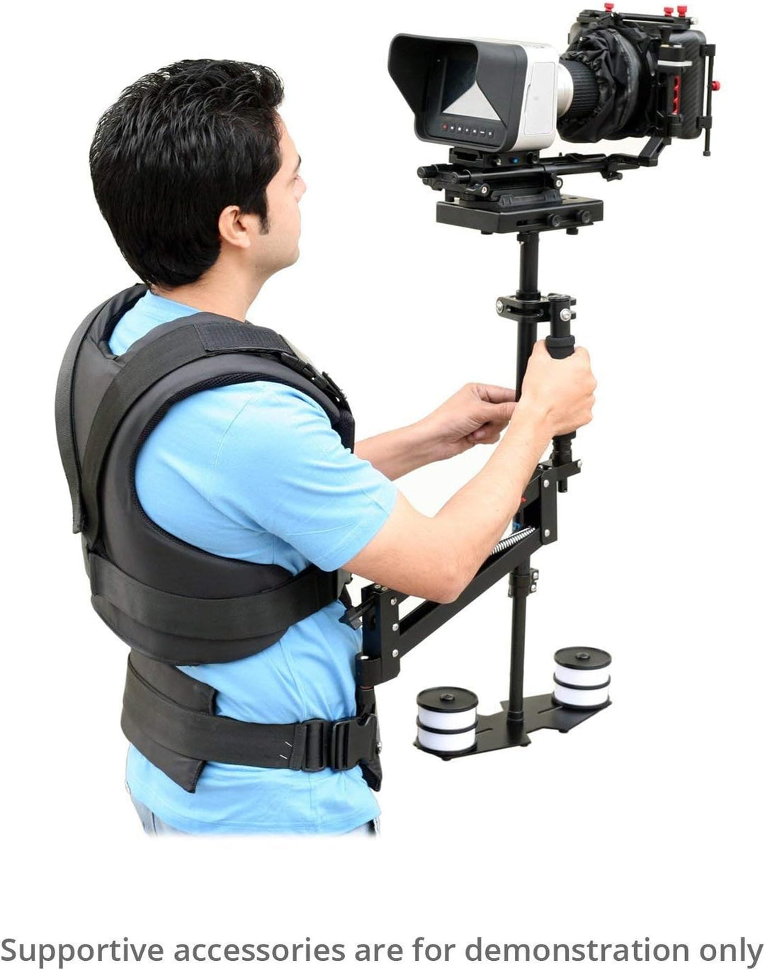 FLYCAM 5000 Videokamerastabilisator mit Komfortarm und Steadycam Weste + GRATIS Tischklemme | Stabil