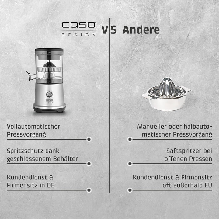 CASO CP 440 Lift Inox - elektrische Zitruspresse aus Edelstahl, BPA-Frei, Universal-Presskegel für a