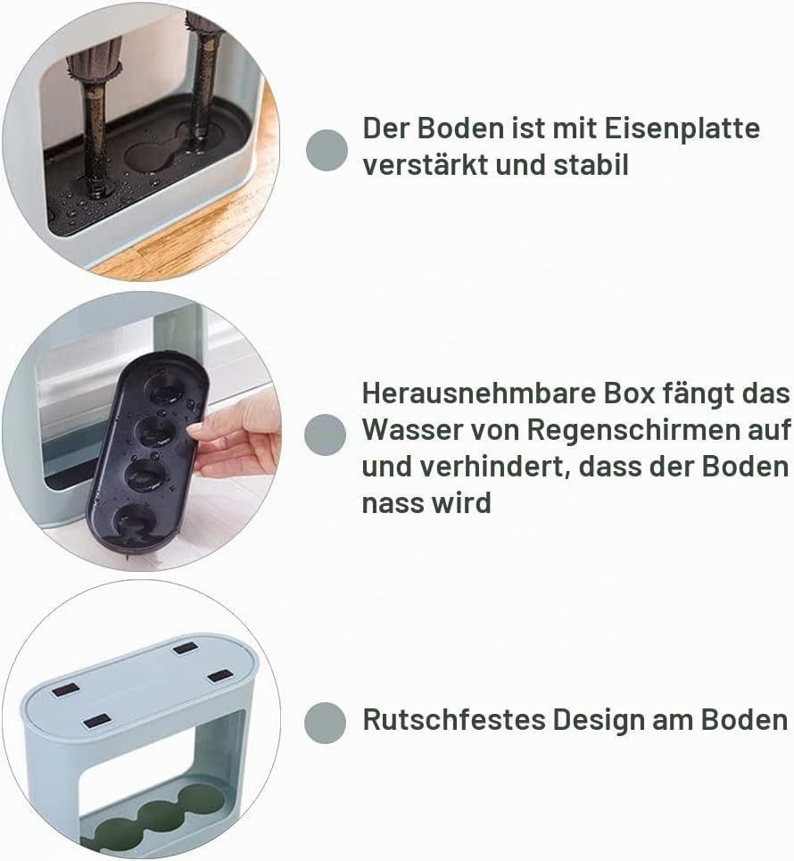 Shalwinn Schirmständer, Eingangsbereich, Schirmhalter, Aufbewahrungsregal, auslaufsicher, abnehmbare